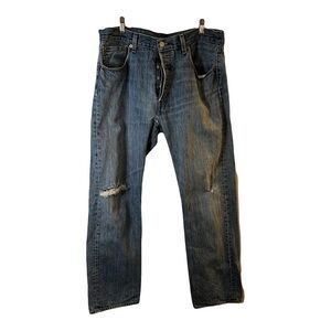 Levi’s 501 Men’s distressed straight leg button fly jeans size 34W 30L